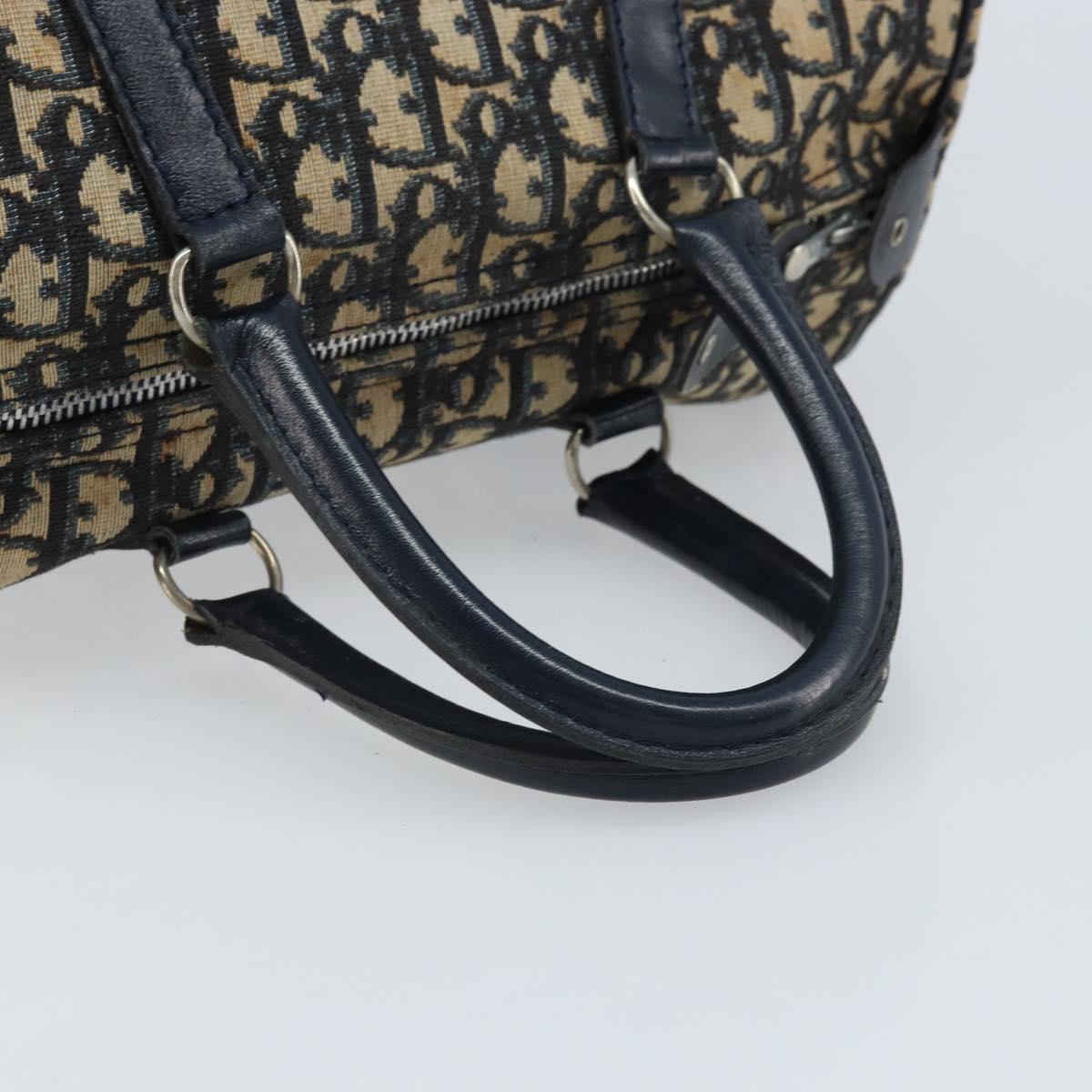 Christian Dior Trotter Canvas Boston Bag Navy Silver Auth ARZ339