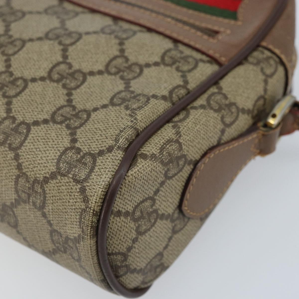 GUCCI GG Supreme Web Sherry Line Bag PVC Beige Gold 001 44 6655 Auth ARZ340