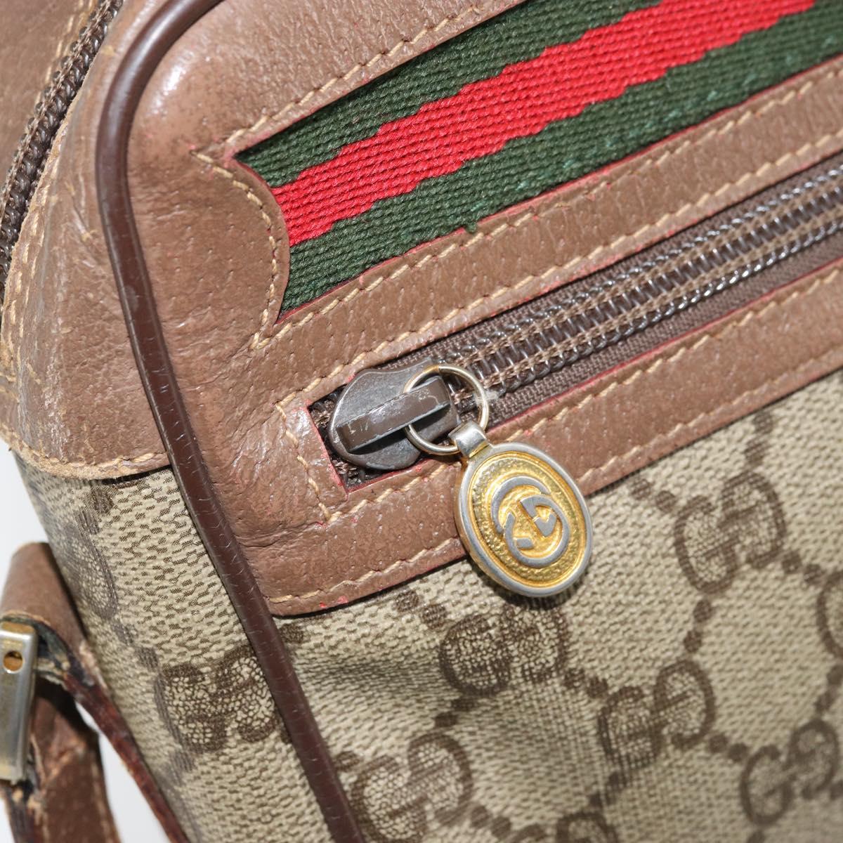 GUCCI GG Supreme Web Sherry Line Bag PVC Beige Gold 001 44 6655 Auth ARZ340