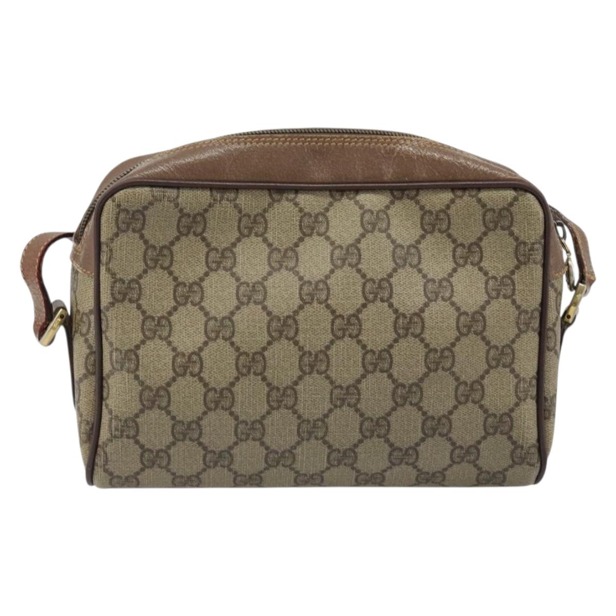 GUCCI GG Supreme Web Sherry Line Bag PVC Beige Gold 001 44 6655 Auth ARZ340