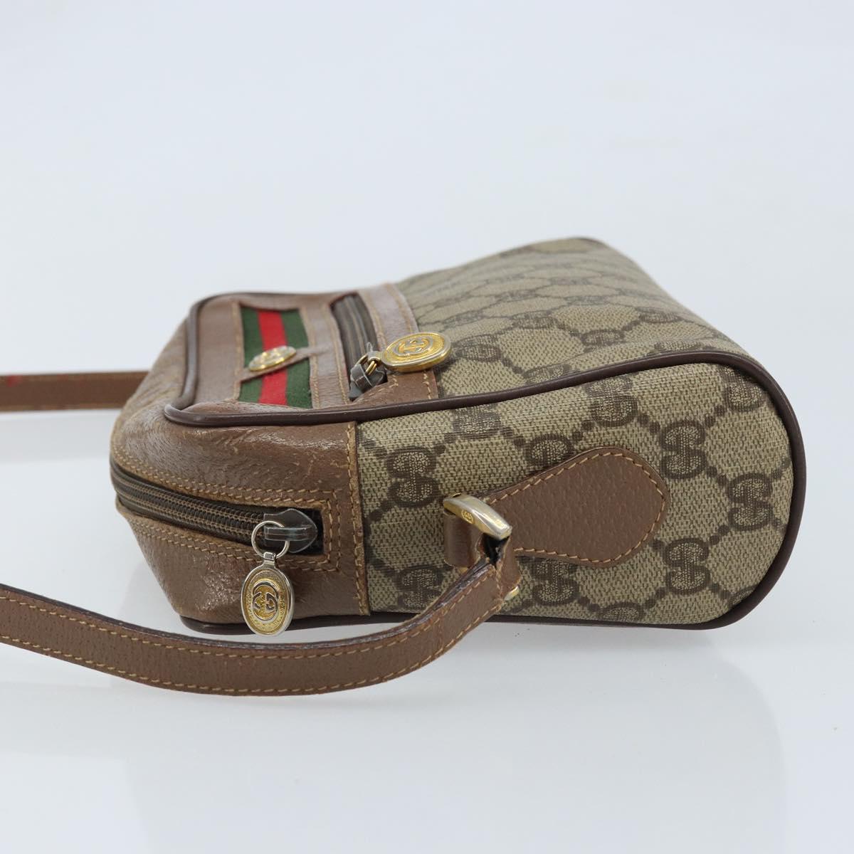 GUCCI GG Supreme Web Sherry Line Bag PVC Beige Gold 001 44 6655 Auth ARZ340