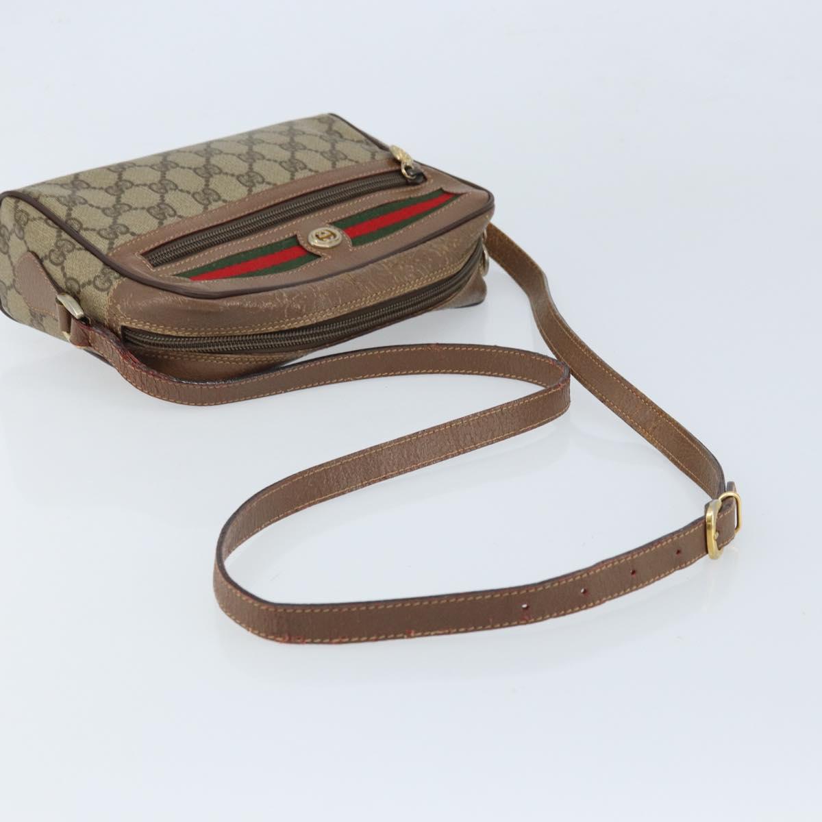 GUCCI GG Supreme Web Sherry Line Bag PVC Beige Gold 001 44 6655 Auth ARZ340
