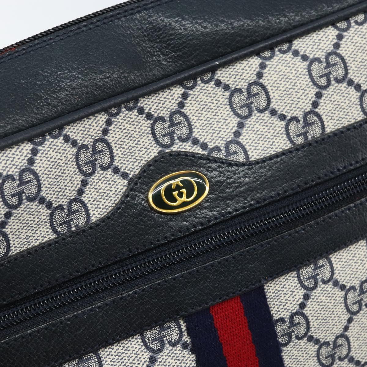 GUCCI GG Supreme Sherry Line Shoulder Bag PVC Navy Gold 68 02 005 Auth ARZ344