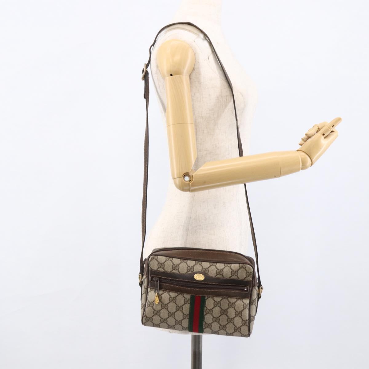 GUCCI GG Supreme Web Sherry Line Bag PVC Beige Gold 68 001 3654 Auth ARZ345