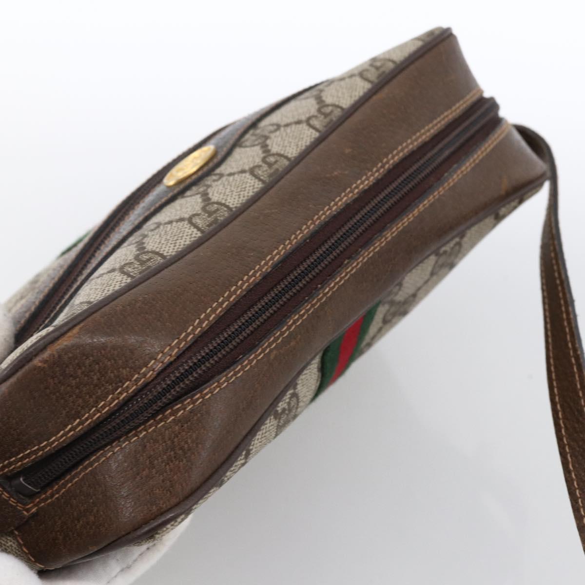 GUCCI GG Supreme Web Sherry Line Bag PVC Beige Gold 68 001 3654 Auth ARZ345