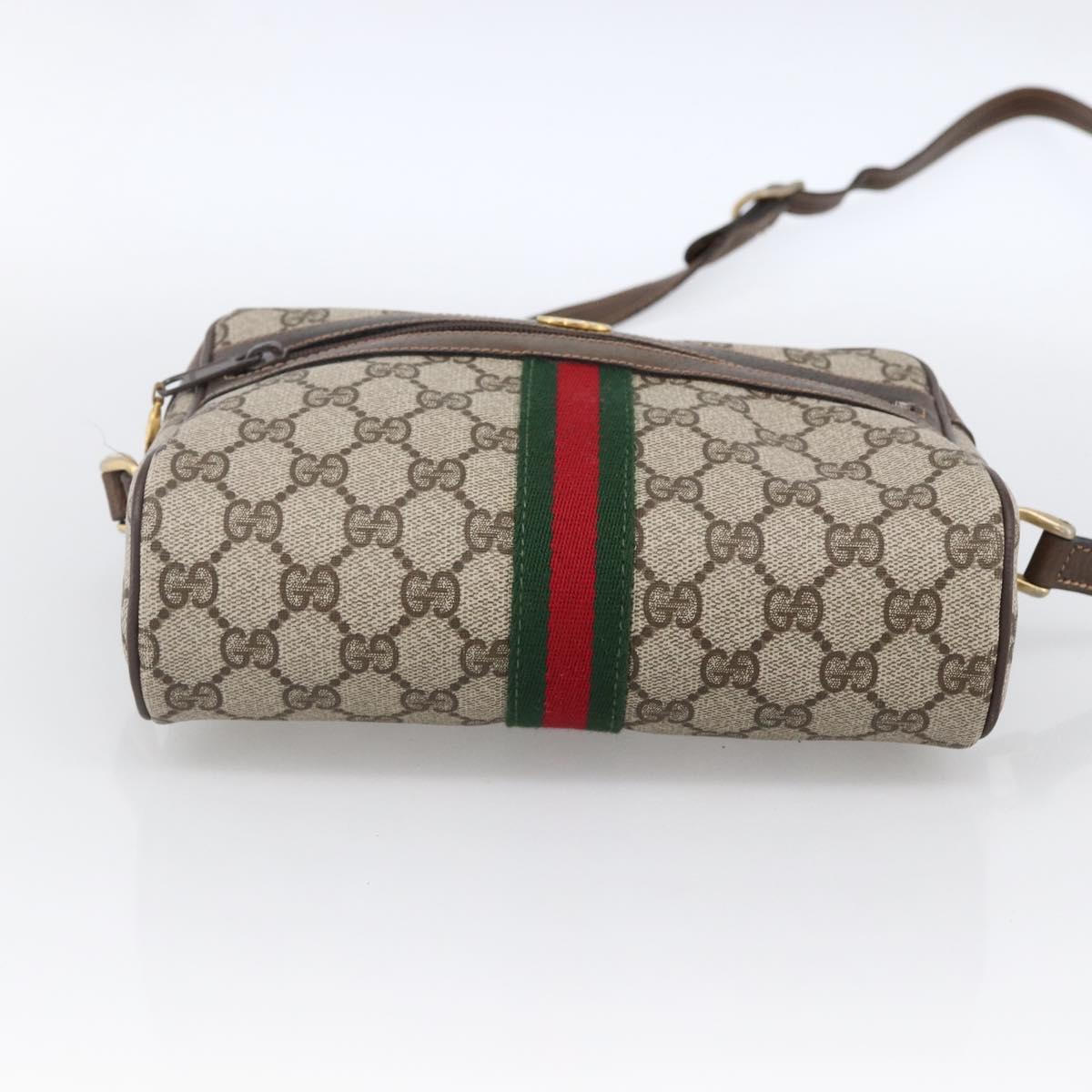 GUCCI GG Supreme Web Sherry Line Bag PVC Beige Gold 68 001 3654 Auth ARZ345