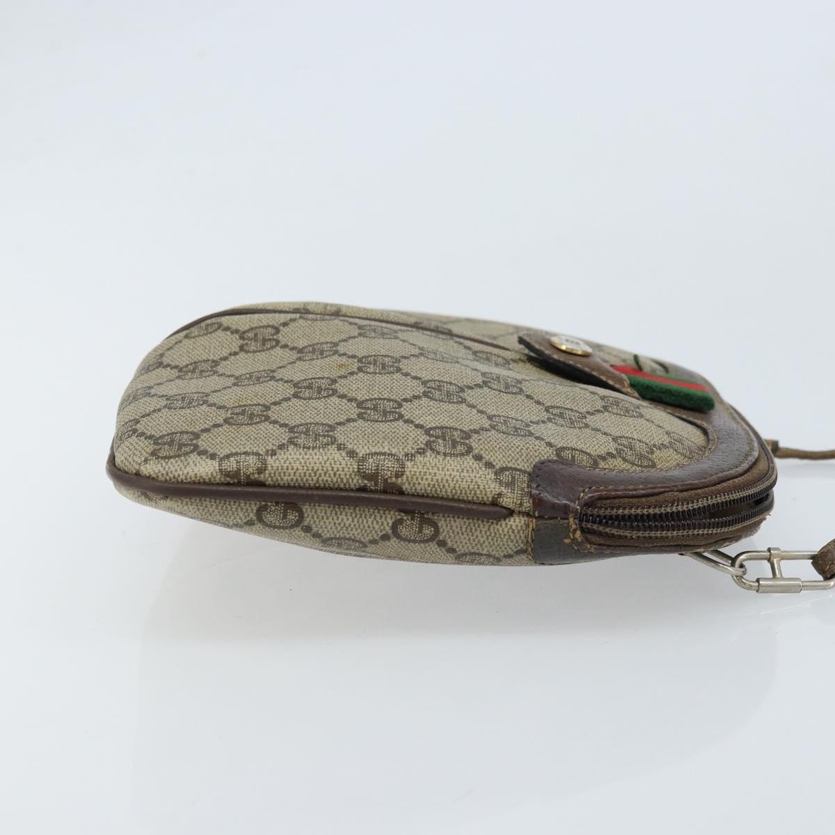 GUCCI GG Supreme Web Sherry Line Bag PVC Beige Gold 904 02 047 Auth ARZ346