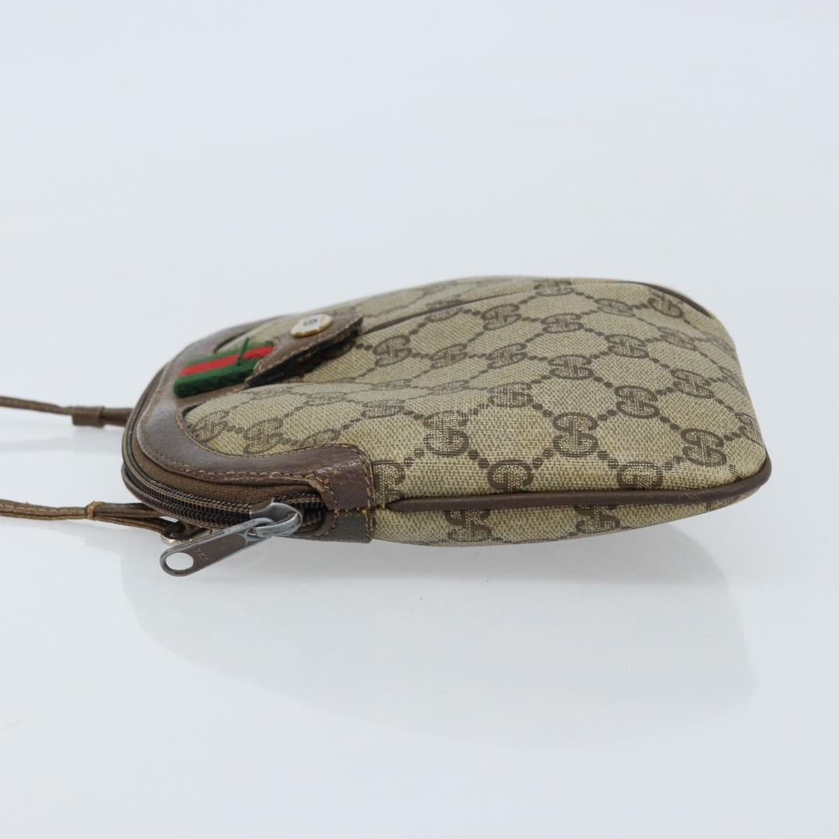 GUCCI GG Supreme Web Sherry Line Bag PVC Beige Gold 904 02 047 Auth ARZ346