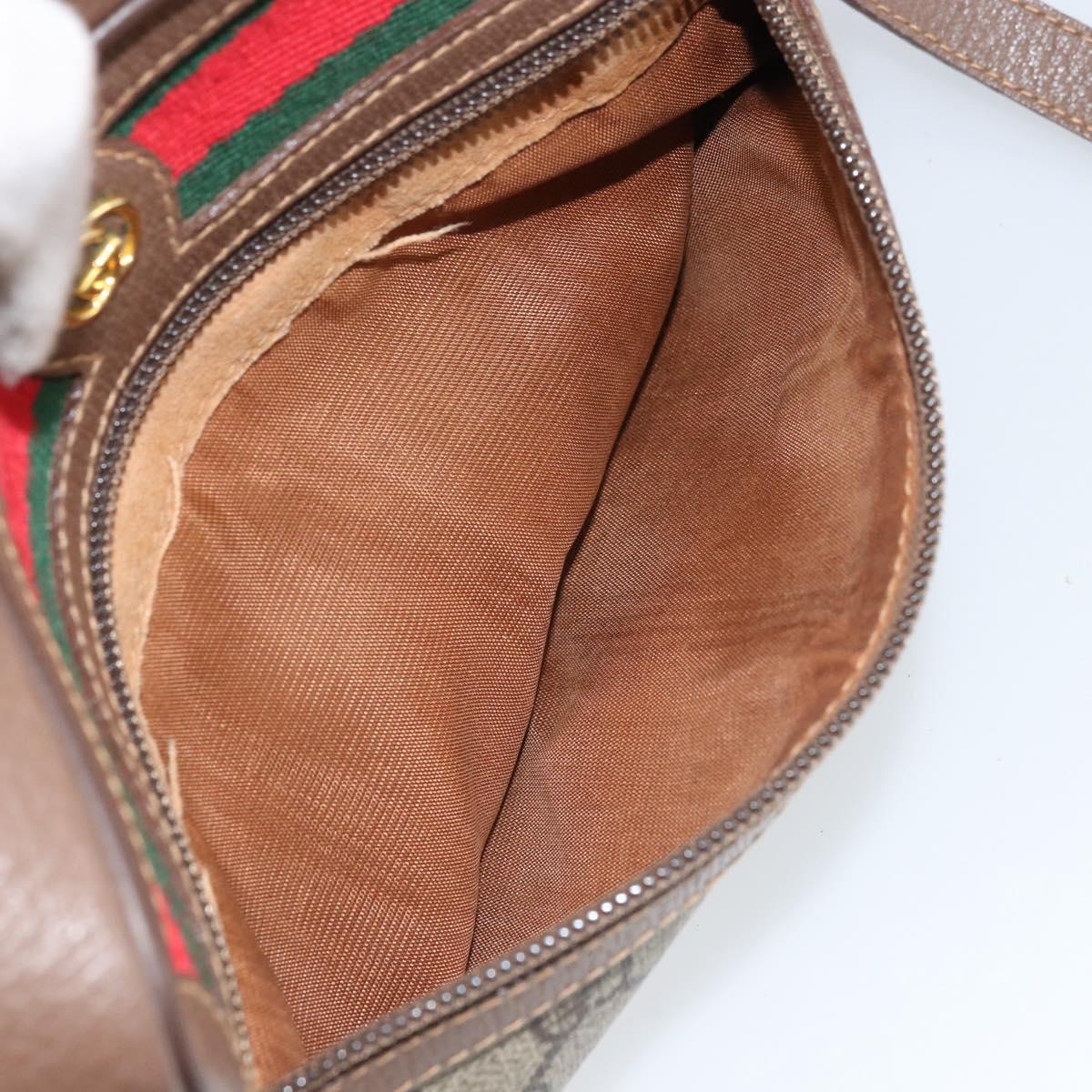 GUCCI GG Supreme Web Sherry Line Bag PVC Beige Gold 001 50 6655 Auth ARZ347