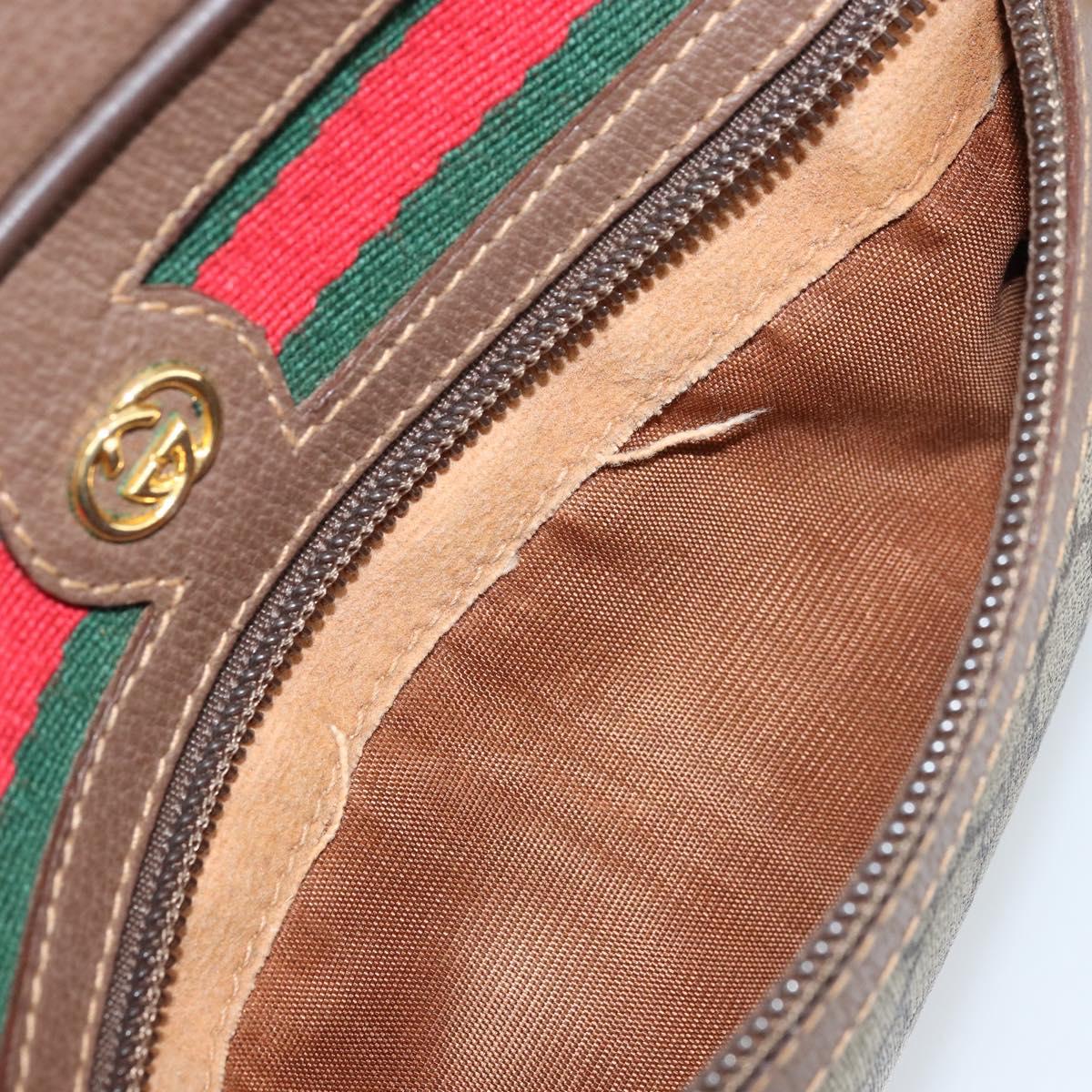 GUCCI GG Supreme Web Sherry Line Bag PVC Beige Gold 001 50 6655 Auth ARZ347
