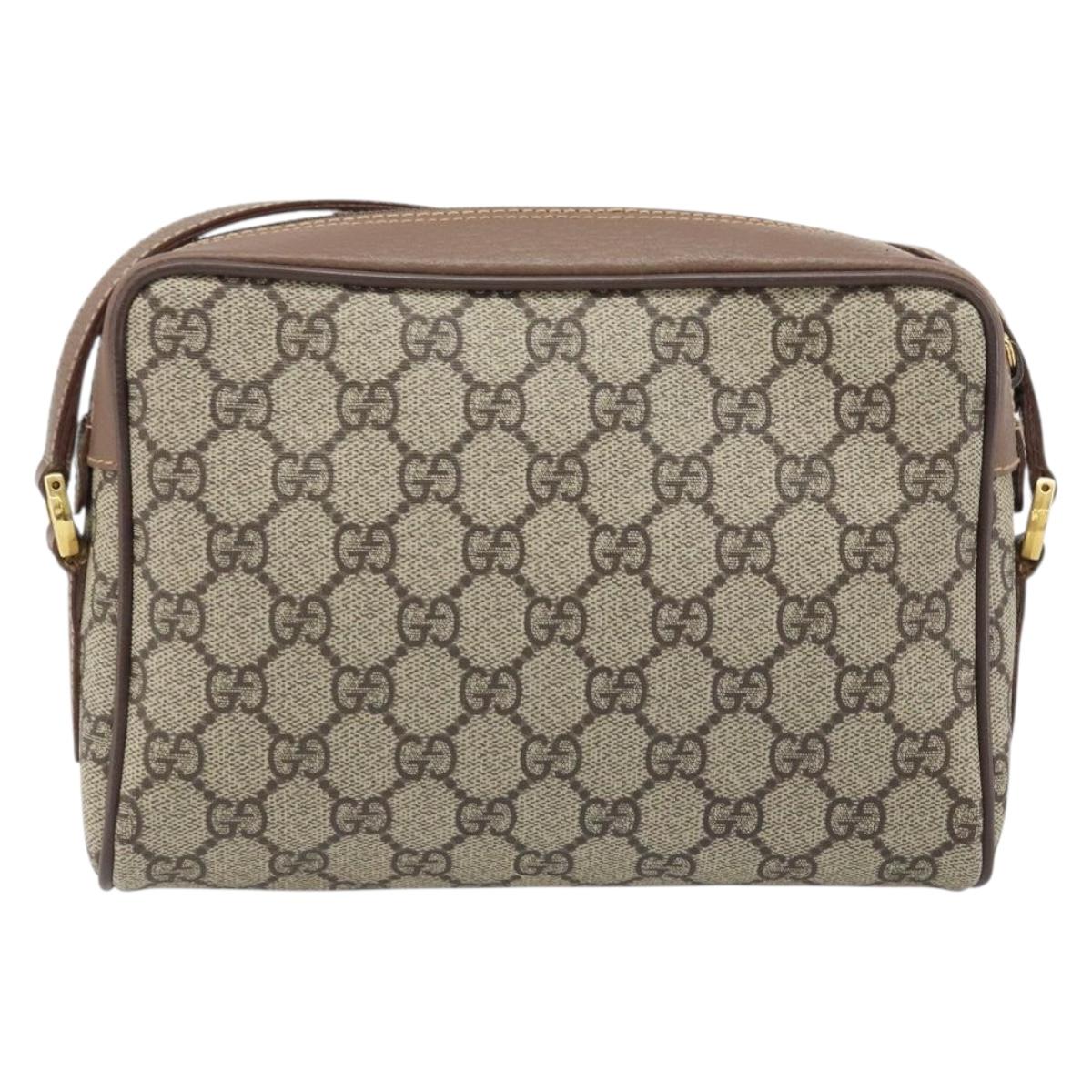 GUCCI GG Supreme Web Sherry Line Bag PVC Beige Gold 001 50 6655 Auth ARZ347