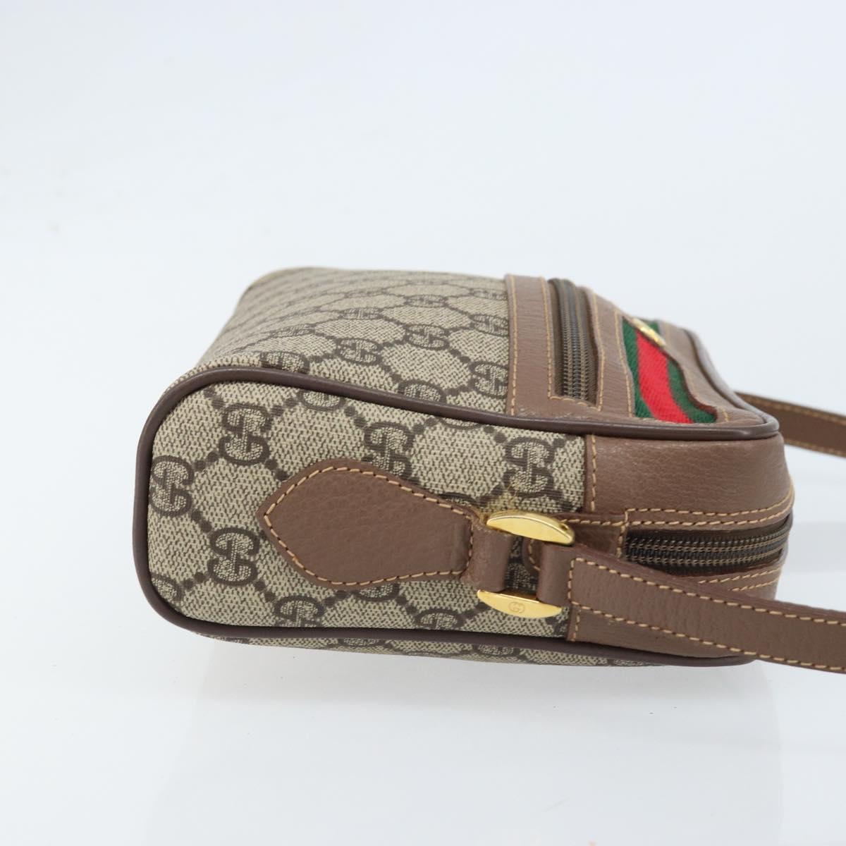 GUCCI GG Supreme Web Sherry Line Bag PVC Beige Gold 001 50 6655 Auth ARZ347