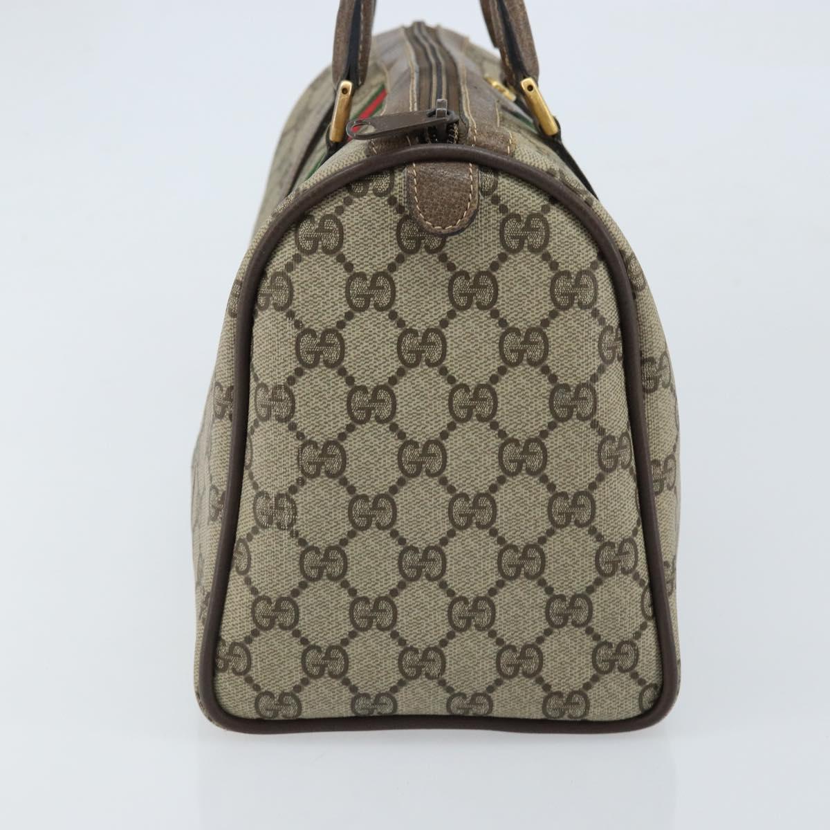 GUCCI GG Supreme Web Sherry Line Boston Bag PVC Beige Gold 58 02 007 Auth ARZ349