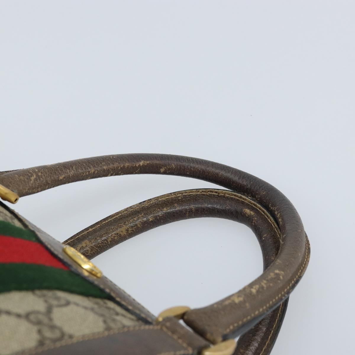 GUCCI GG Supreme Web Sherry Line Boston Bag PVC Beige Gold 58 02 007 Auth ARZ349