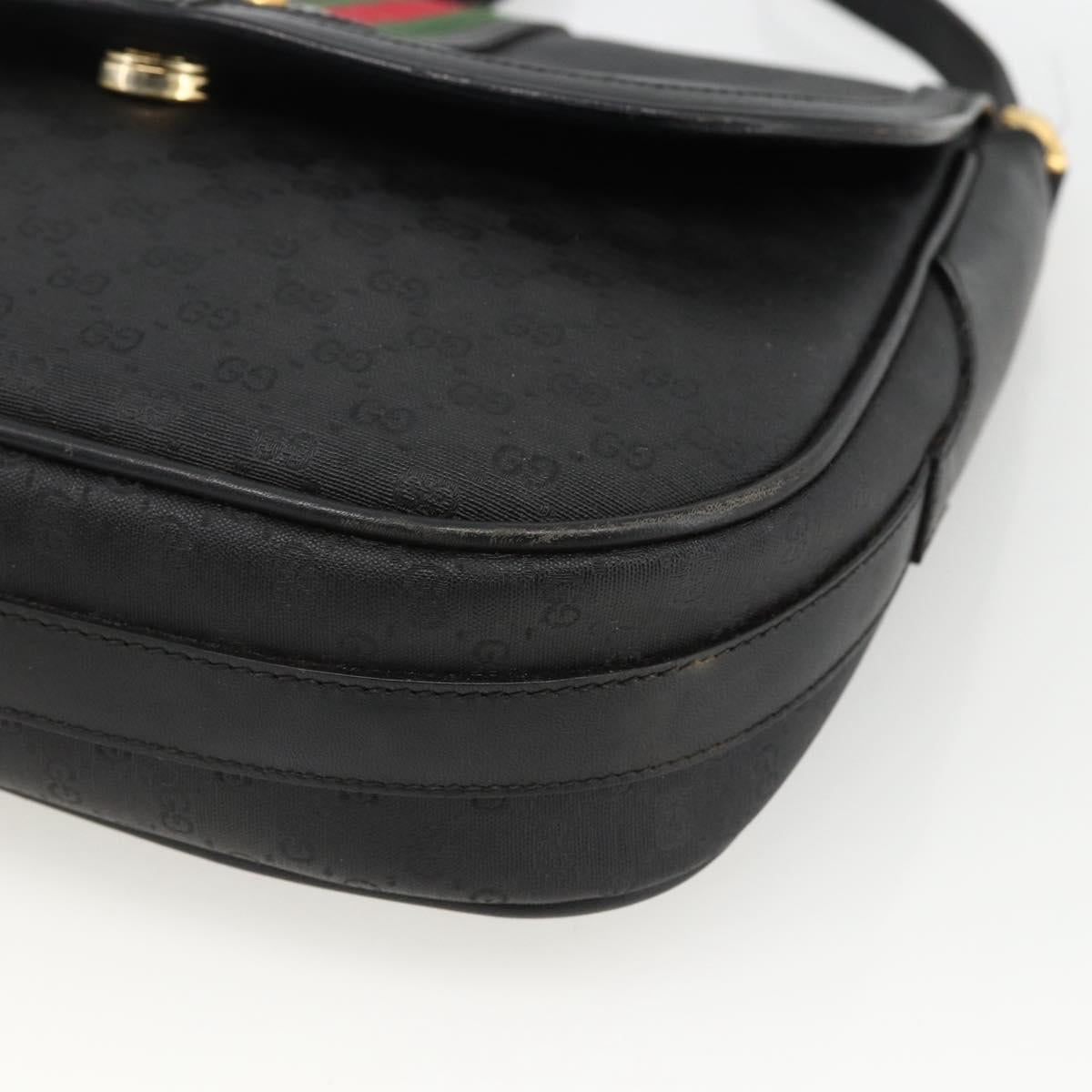 GUCCI Micro GG Supreme Web Sherry Line Bag PVC Black 001 115 0914 Auth ARZ351