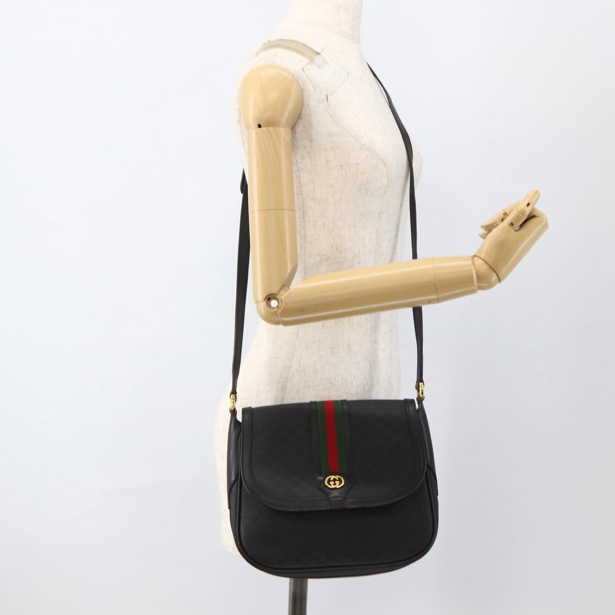 GUCCI Micro GG Supreme Web Sherry Line Bag PVC Black 001 115 0914 Auth ARZ351