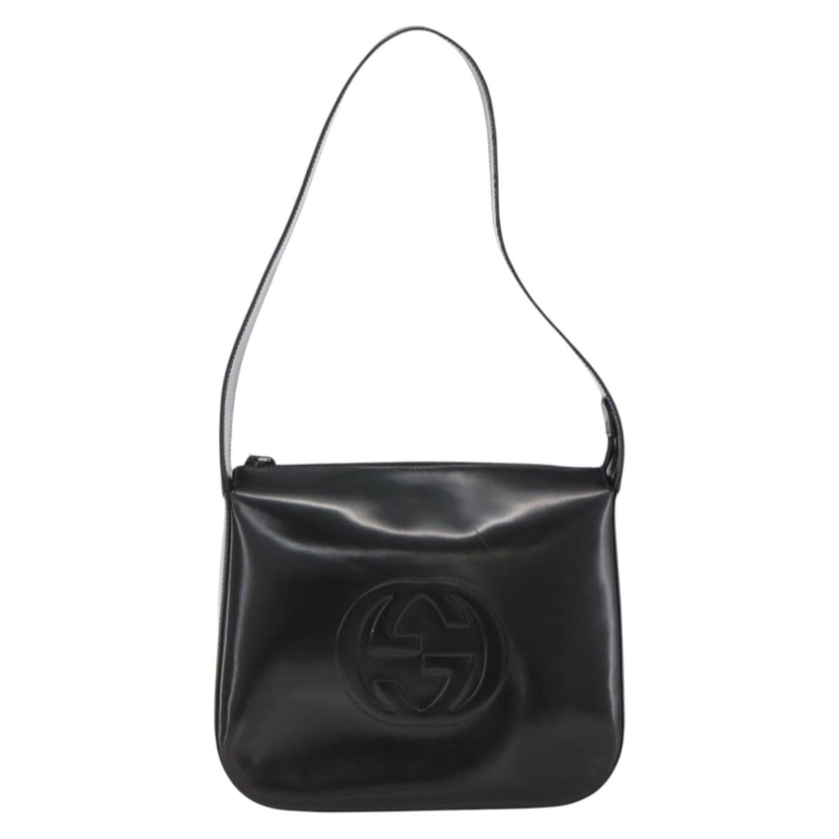 GUCCI Shoulder Bag Patent leather Black 001 3754 1703 Auth ARZ352