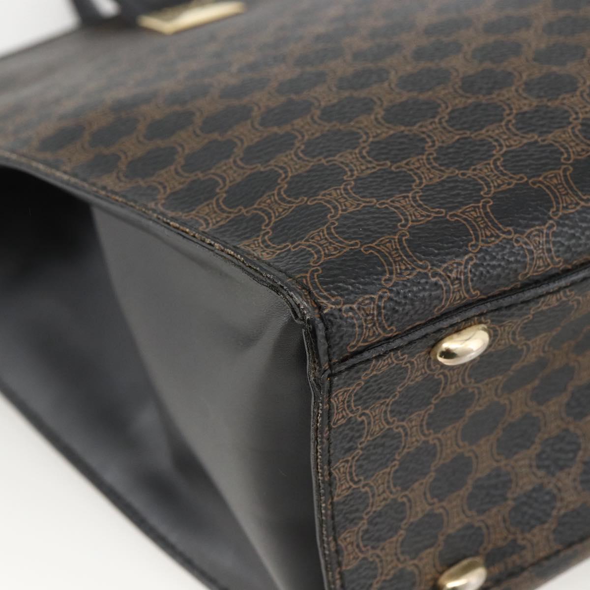 CELINE Macadam Canvas Hand Bag PVC Leather 2way Black Gold Auth ARZ365