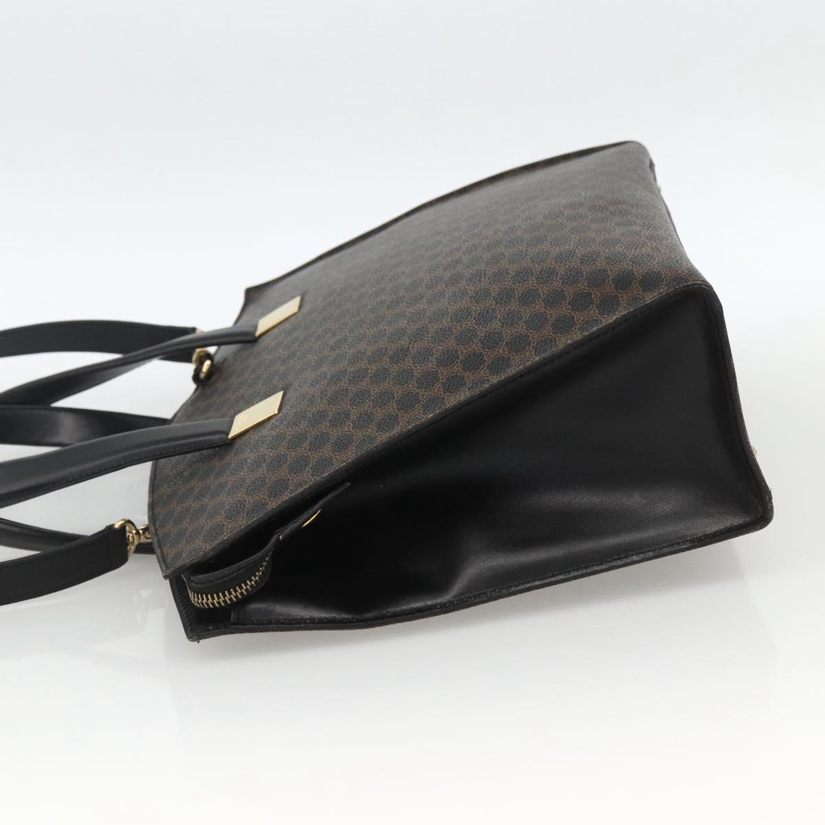 CELINE Macadam Canvas Hand Bag PVC Leather 2way Black Gold Auth ARZ365