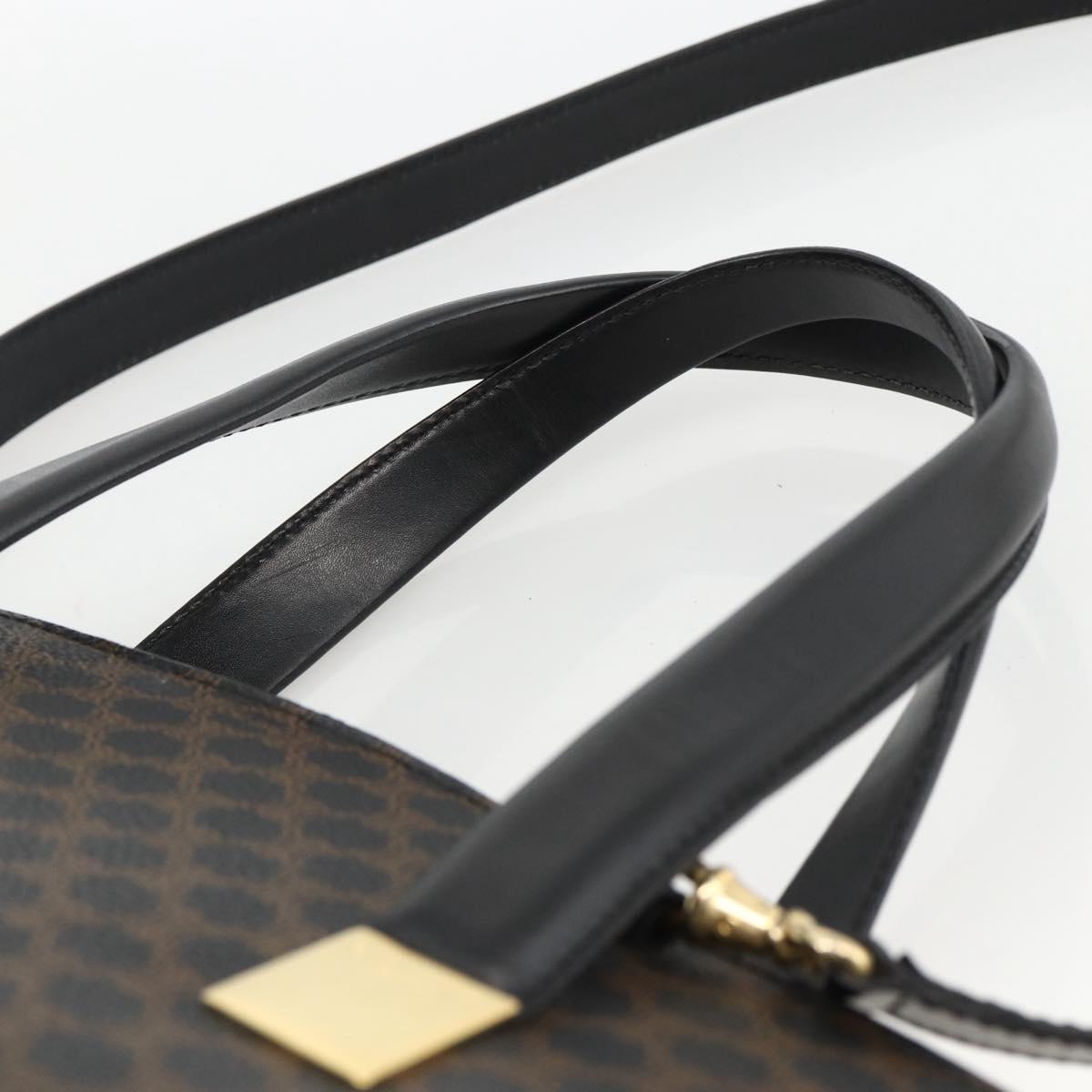 CELINE Macadam Canvas Hand Bag PVC Leather 2way Black Gold Auth ARZ365