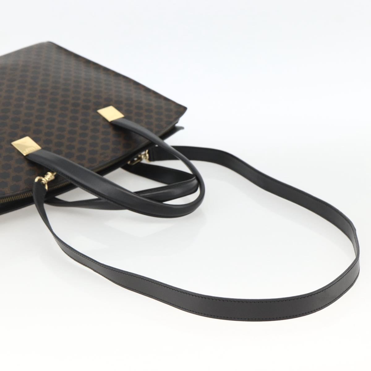 CELINE Macadam Canvas Hand Bag PVC Leather 2way Black Gold Auth ARZ365