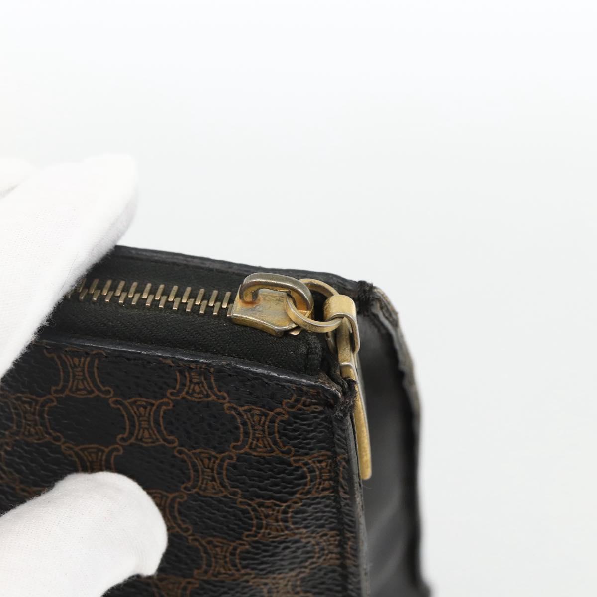 CELINE Macadam Canvas Hand Bag PVC Leather 2way Black Gold Auth ARZ366