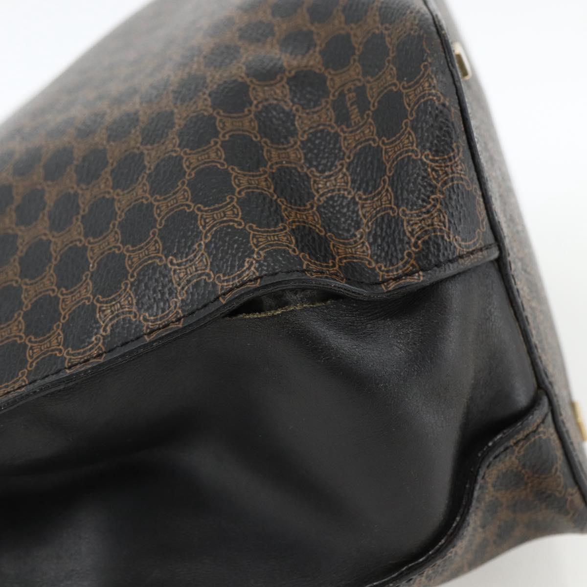 CELINE Macadam Canvas Hand Bag PVC Leather 2way Black Gold Auth ARZ366