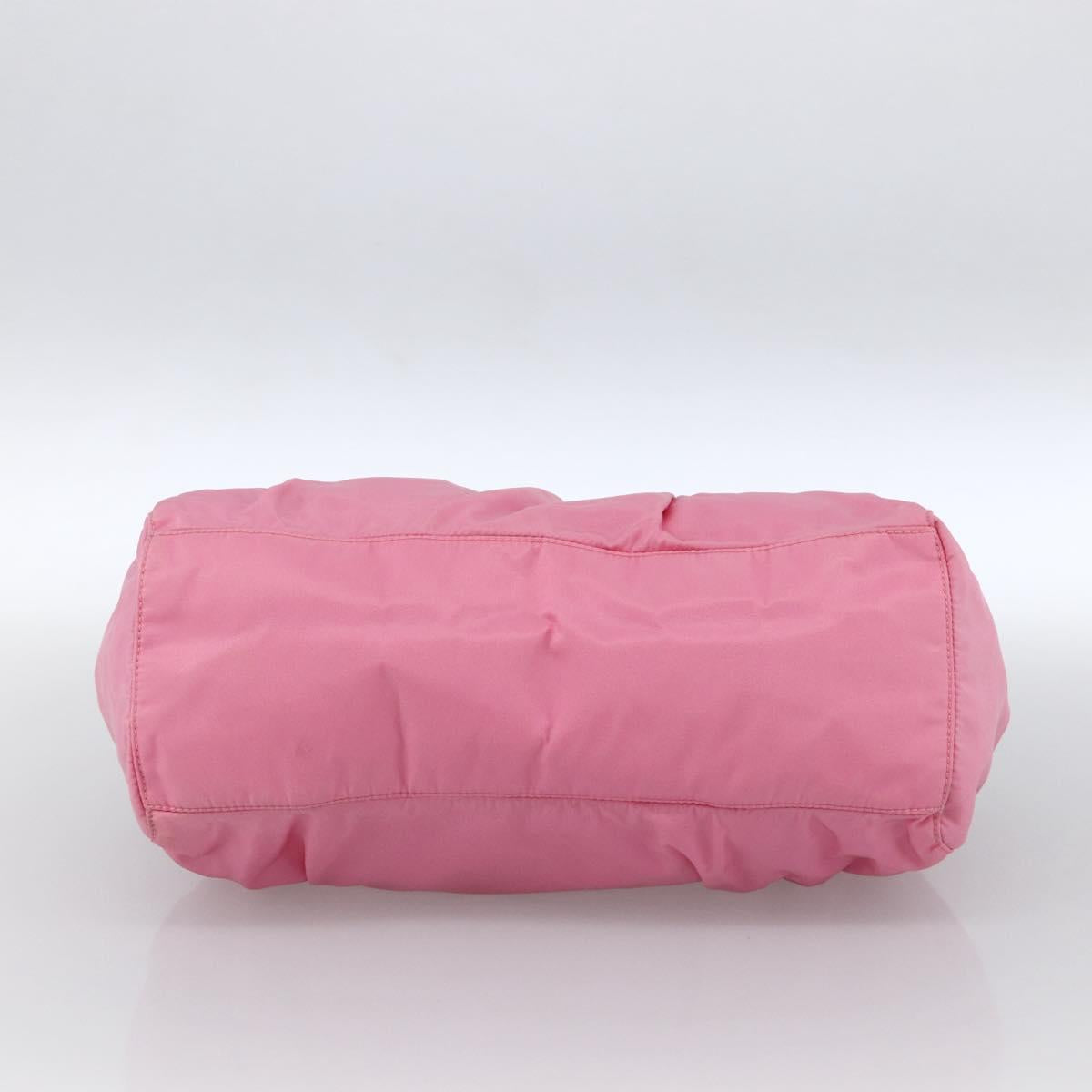 PRADA Ribbon Hand Bag Nylon 2way Pink Silver Auth ARZ368