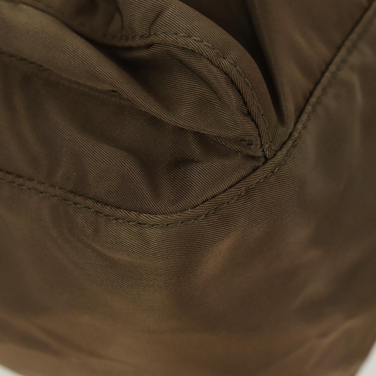 PRADA Shoulder Bag Nylon Leather Silver Brown Auth ARZ369V