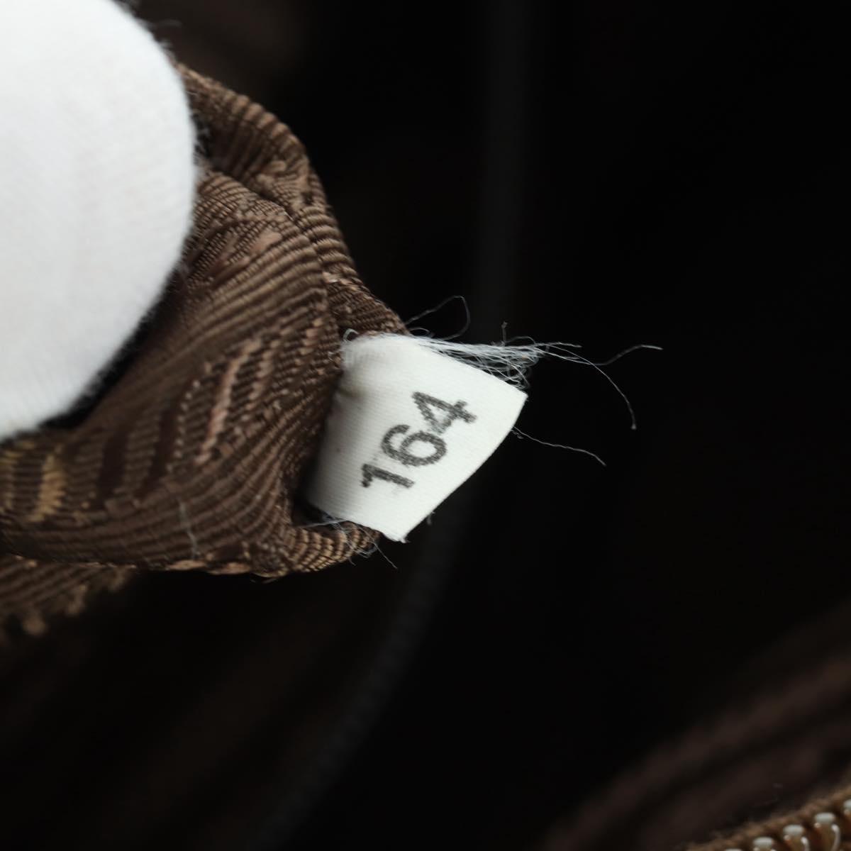 PRADA Shoulder Bag Nylon Leather Silver Brown Auth ARZ369V