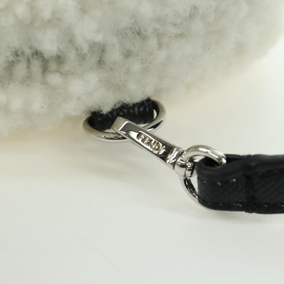 FENDI Rice Ball Shoulder Bag Mouton White Silver Auth ARZ384SM