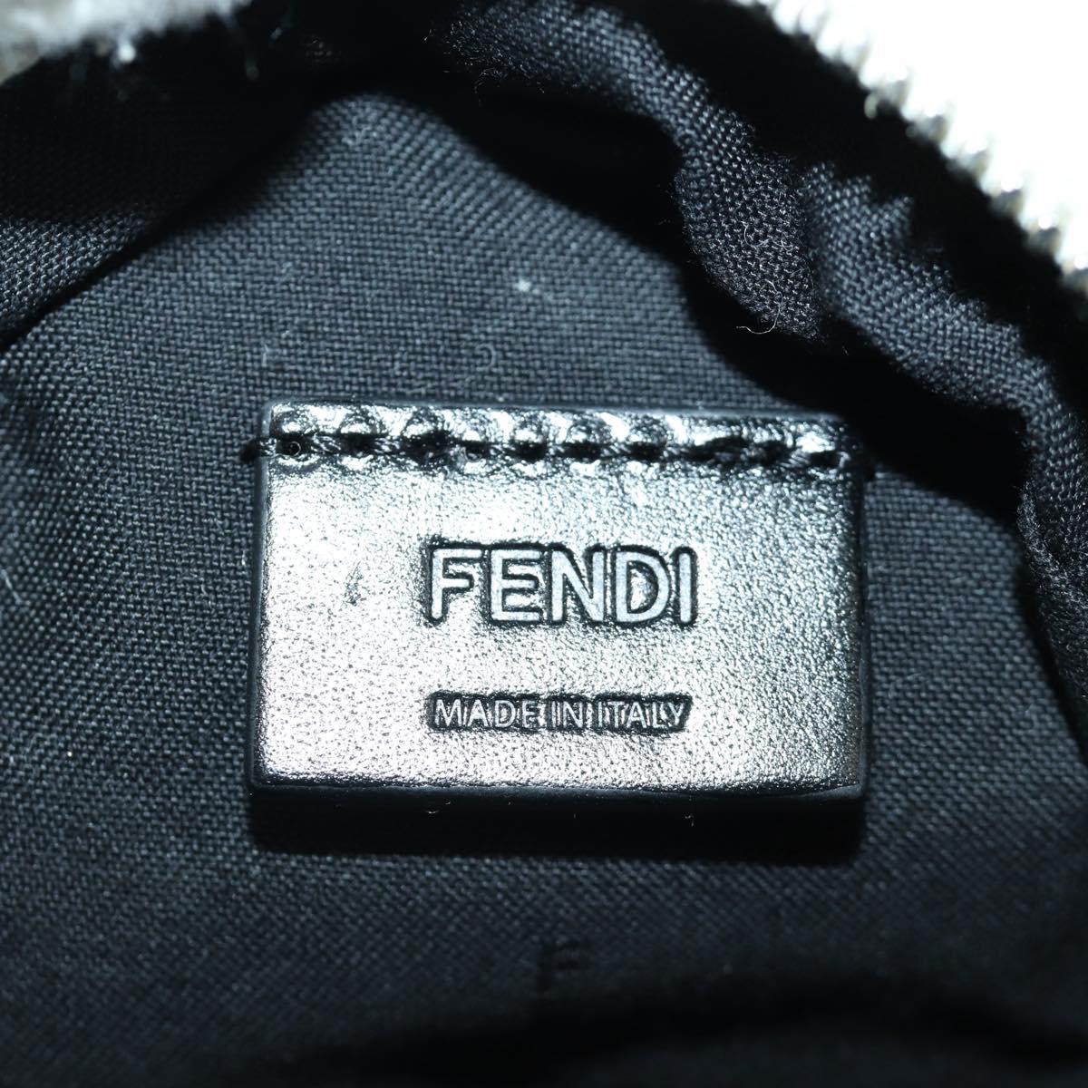 FENDI Rice Ball Shoulder Bag Mouton White Silver Auth ARZ384SM