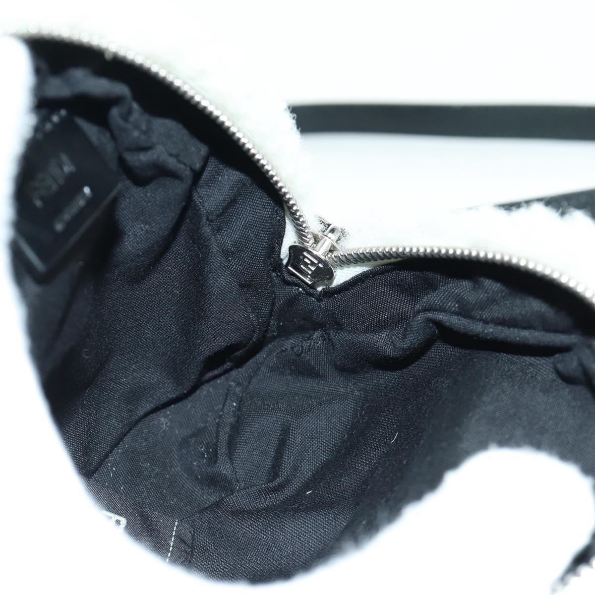 FENDI Rice Ball Shoulder Bag Mouton White Silver Auth ARZ384SM