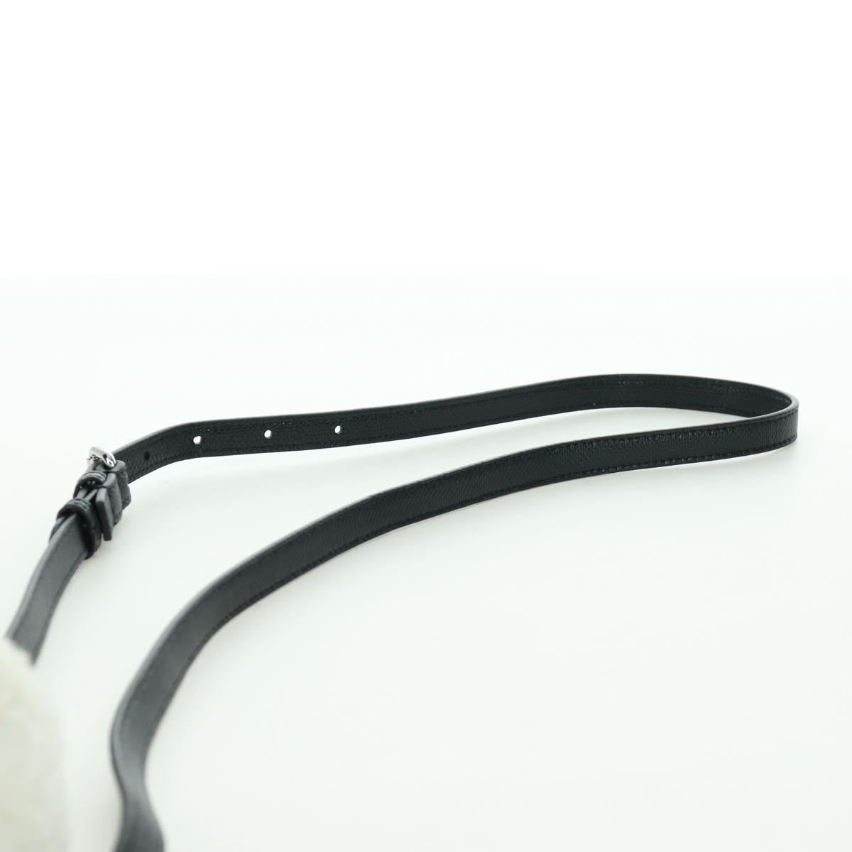 FENDI Rice Ball Shoulder Bag Mouton White Silver Auth ARZ384SM