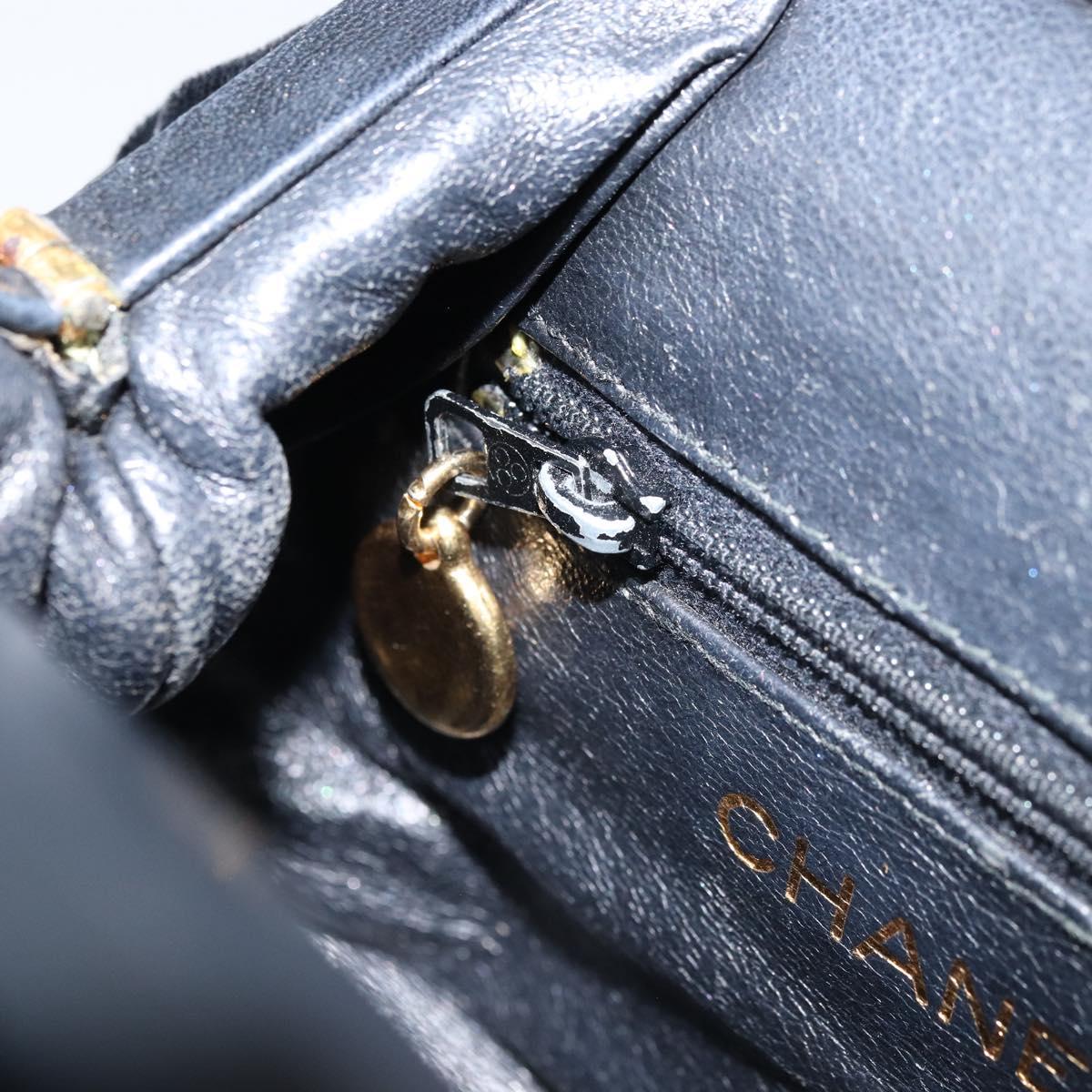 CHANEL Hand Bag Velor Black Gold CC Auth ARZ385A