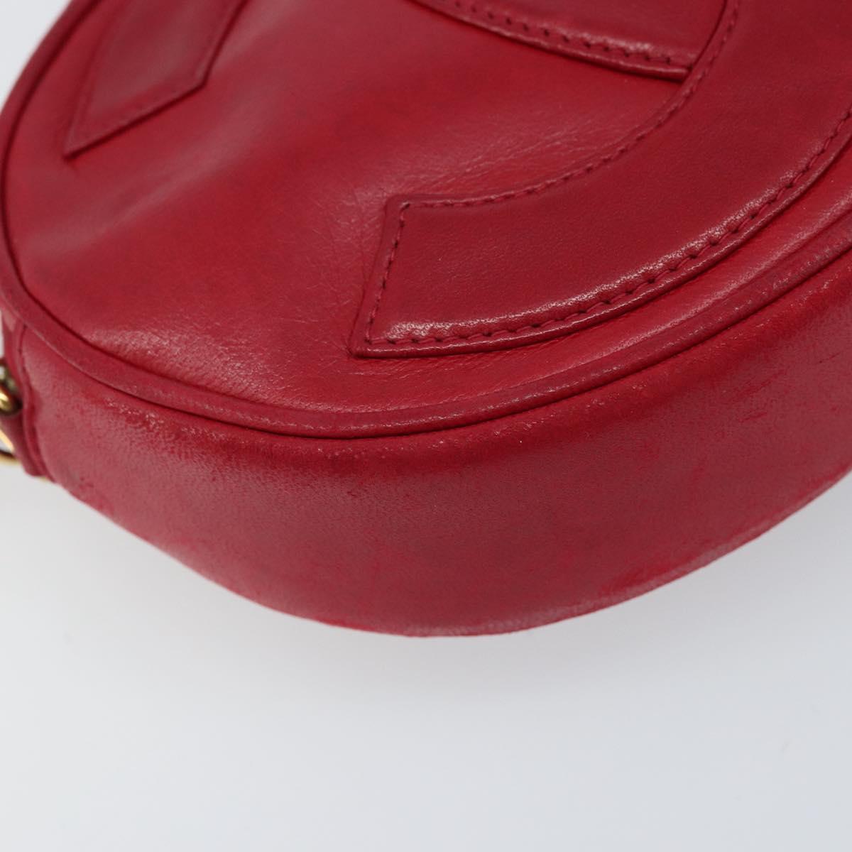 CHANEL Chain Shoulder Bag Lamb Skin Red Gold CC Auth ARZ393A