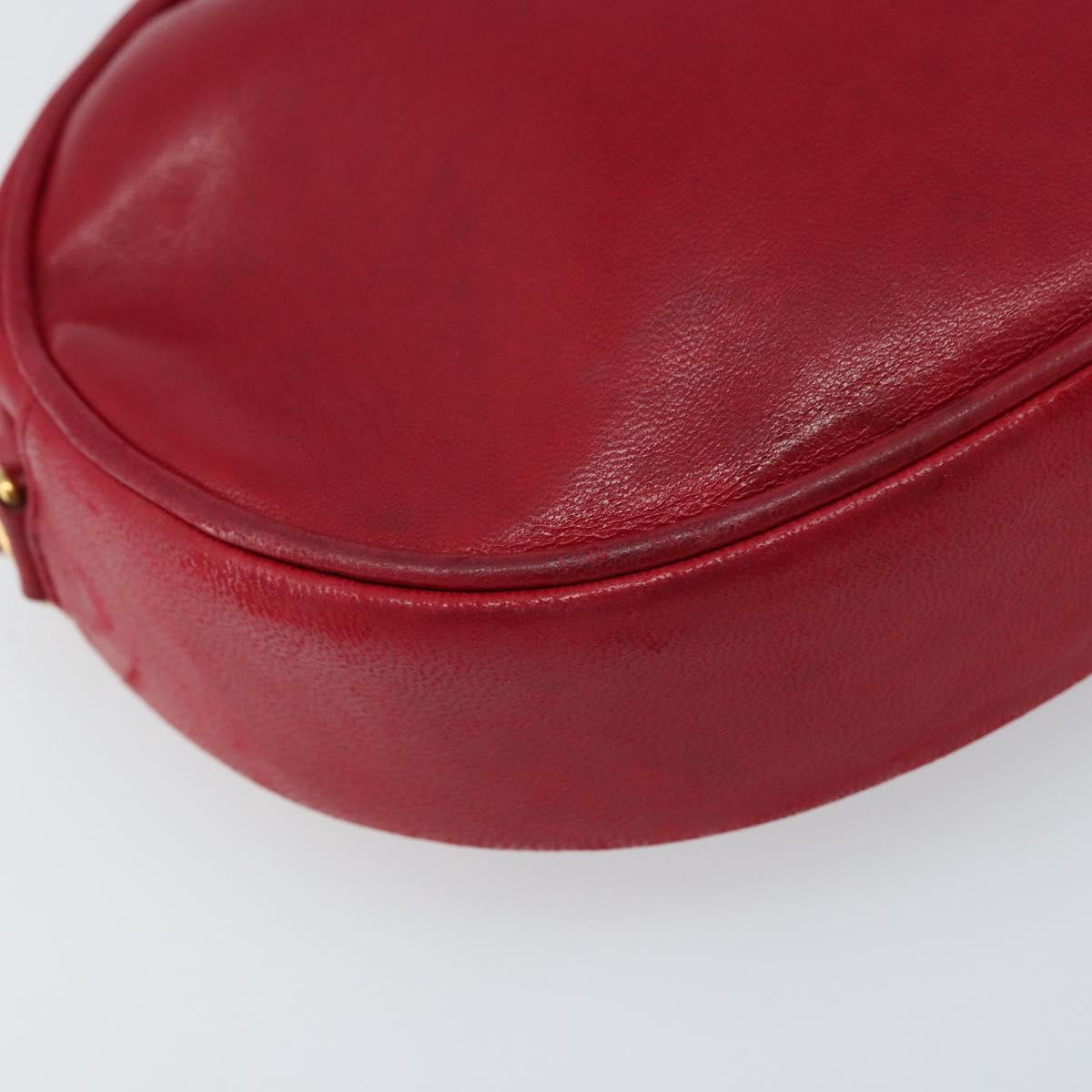 CHANEL Chain Shoulder Bag Lamb Skin Red Gold CC Auth ARZ393A