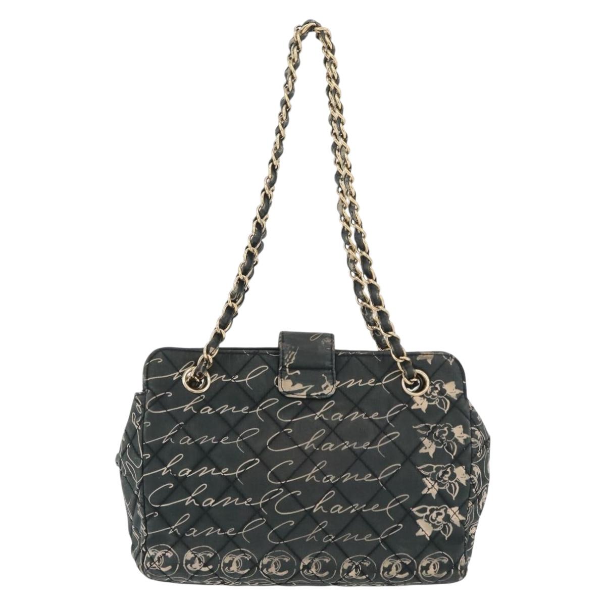 CHANEL Matelasse Chain Shoulder Bag Nylon Green Gold CC Auth ARZ394A