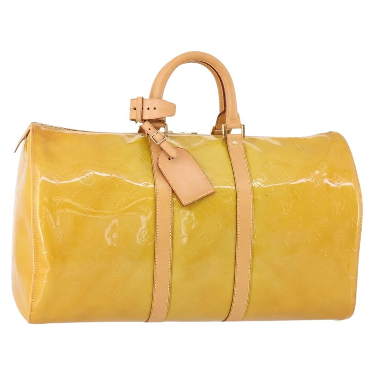 LOUIS VUITTON Monogram Vernis Mercer Boston Bag Beige M91000 LV Auth ARZ413