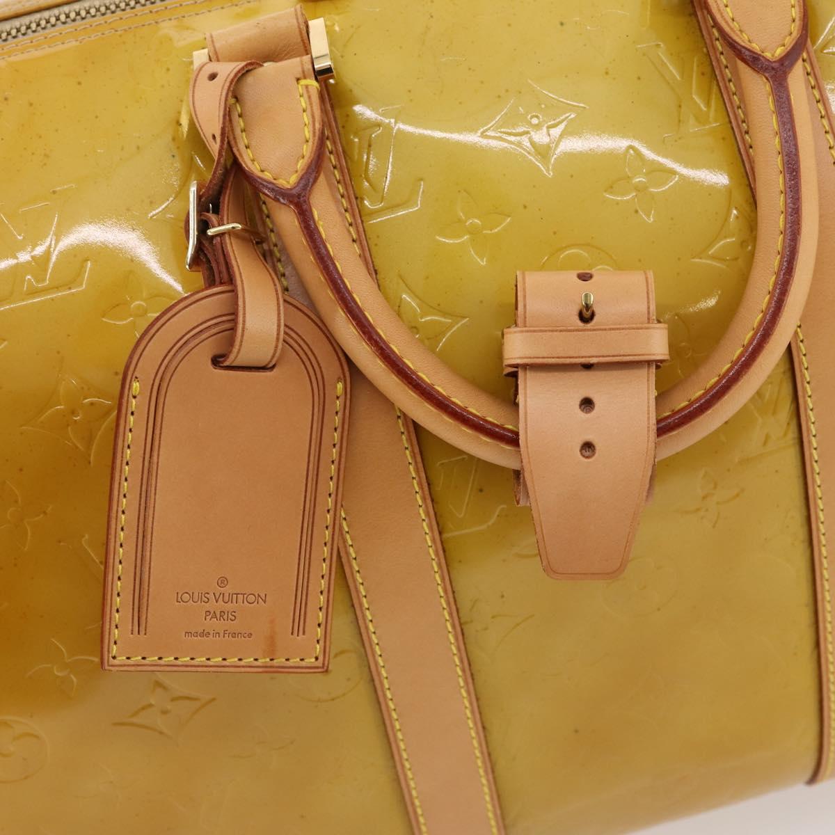 LOUIS VUITTON Monogram Vernis Mercer Boston Bag Beige M91000 LV Auth ARZ413