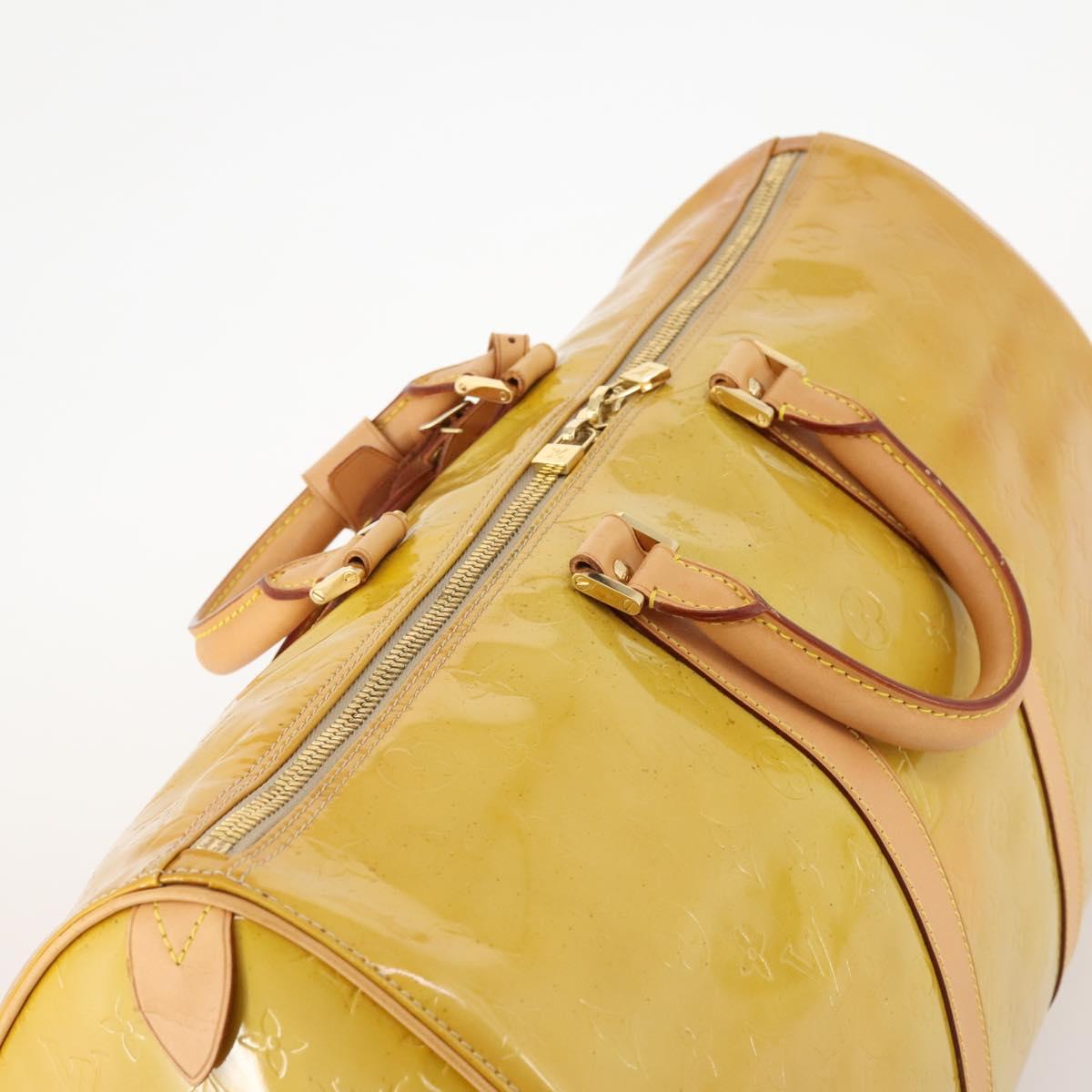 LOUIS VUITTON Monogram Vernis Mercer Boston Bag Beige M91000 LV Auth ARZ413