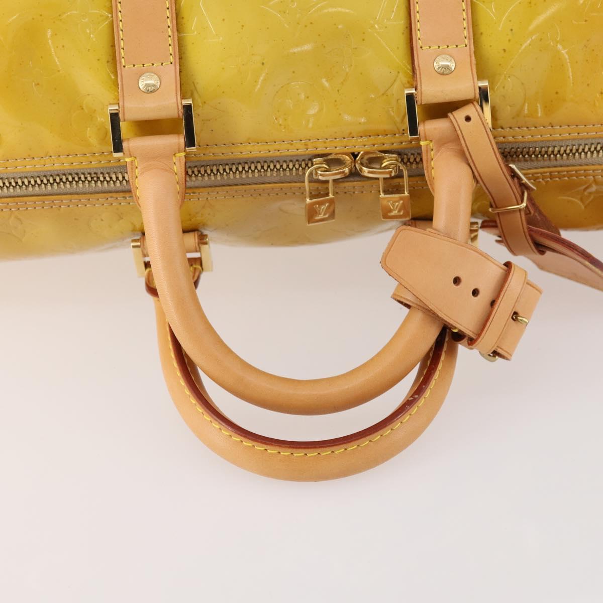 LOUIS VUITTON Monogram Vernis Mercer Boston Bag Beige M91000 LV Auth ARZ413