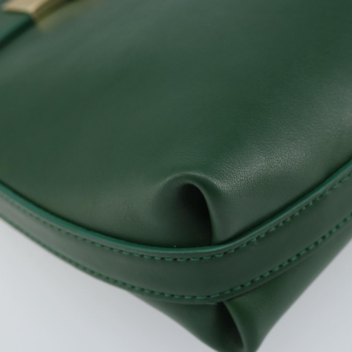 Salvatore Ferragamo Gancini Shoulder Bag Leather Green Gold Auth ARZ415V