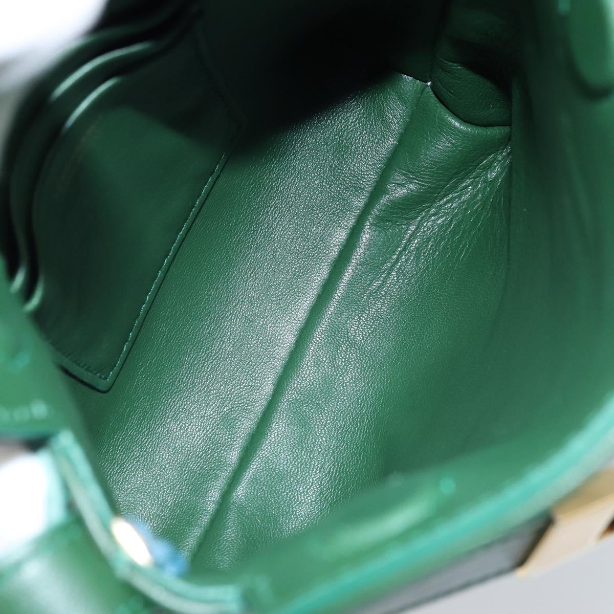 Salvatore Ferragamo Gancini Shoulder Bag Leather Green Gold Auth ARZ415V