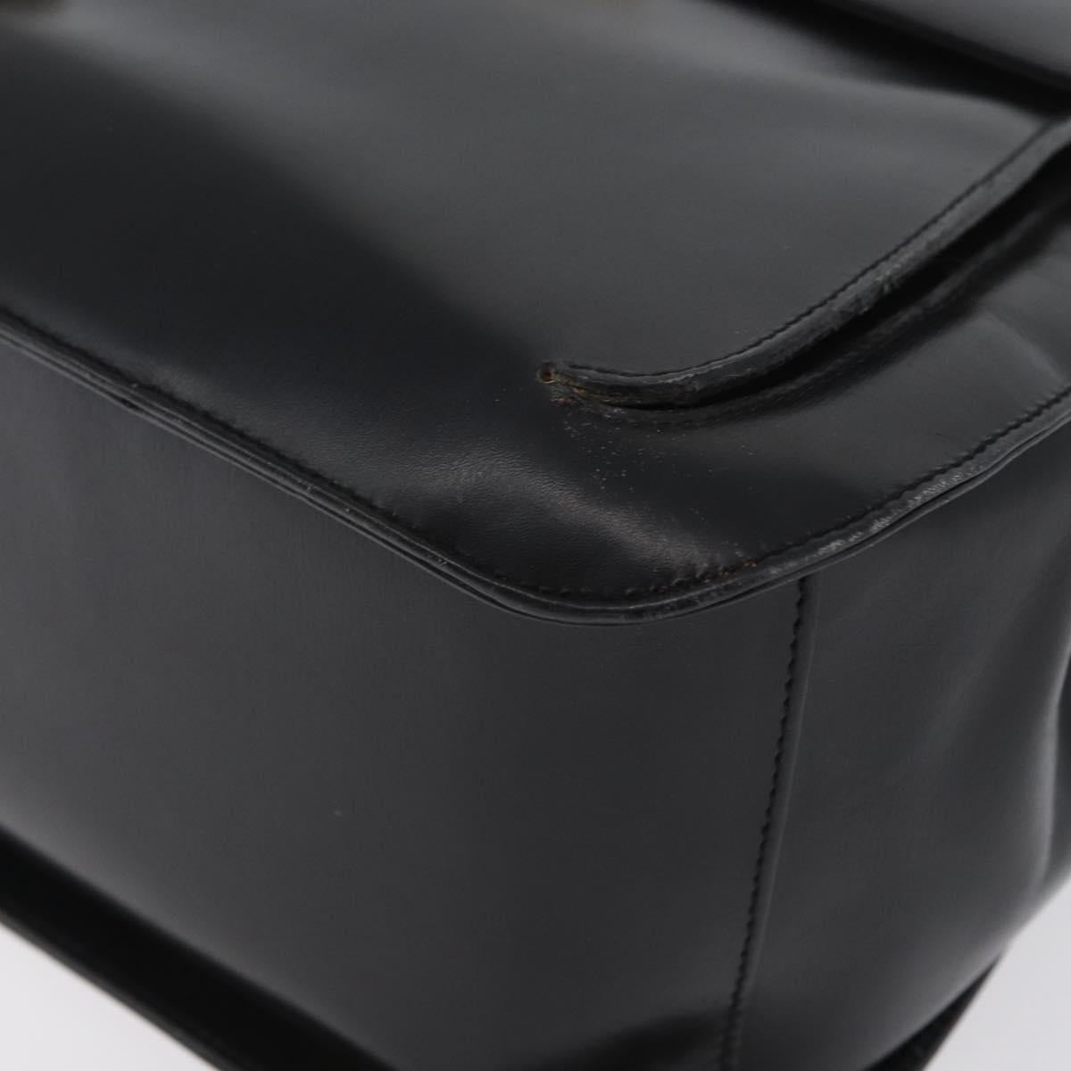 Salvatore Ferragamo Gancini Hand Bag Leather 2way Black Gold Auth ARZ417