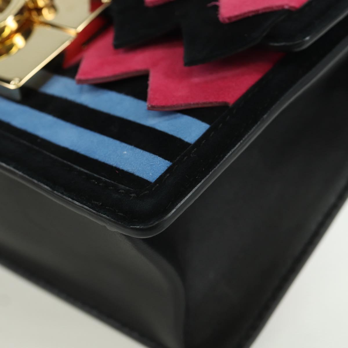 Salvatore Ferragamo Gancini Shoulder Bag Suede Black Pink gold Auth ARZ419M