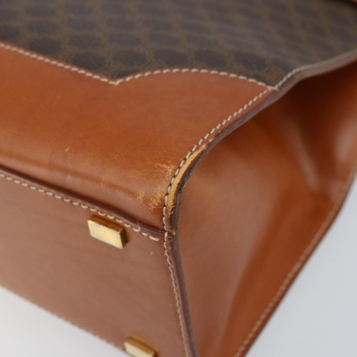CELINE Macadam Canvas Tote Bag PVC Leather Brown Gold Auth ARZ422