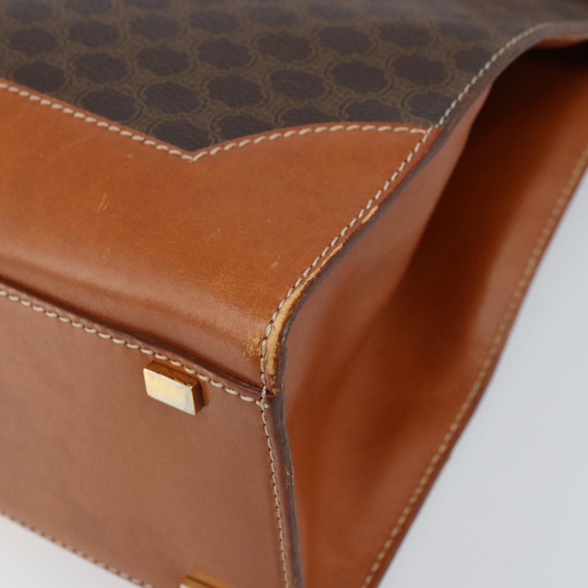 CELINE Macadam Canvas Tote Bag PVC Leather Brown Gold Auth ARZ422