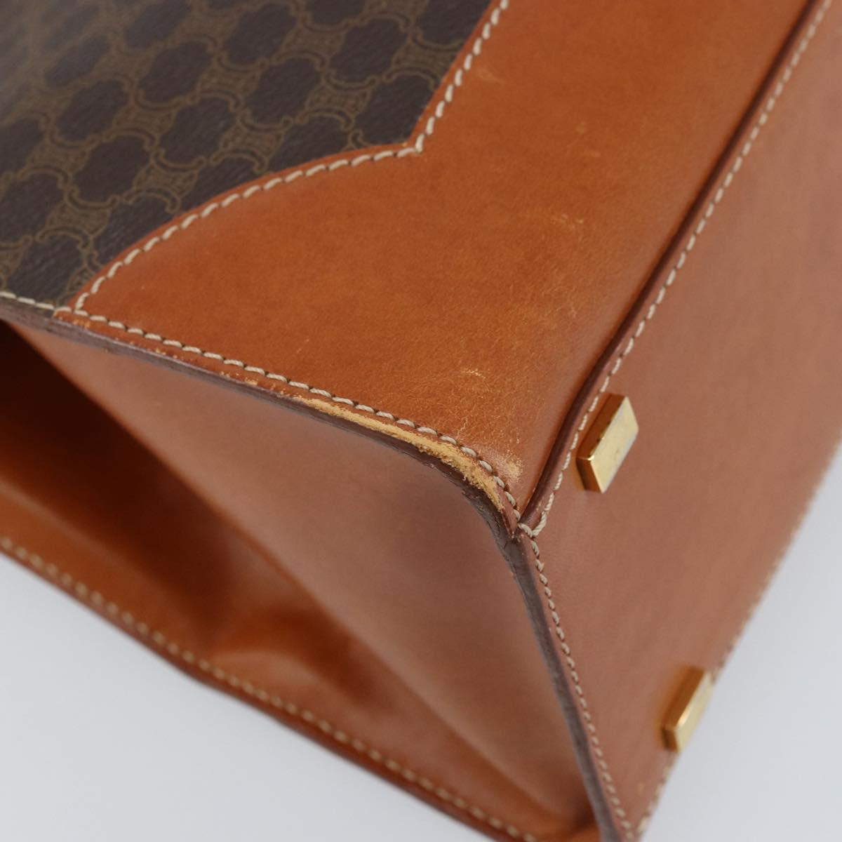 CELINE Macadam Canvas Tote Bag PVC Leather Brown Gold Auth ARZ422