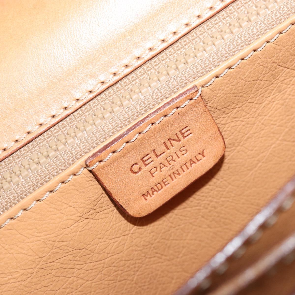 CELINE Macadam Canvas Shoulder Bag PVC Leather Brown Gold Auth ARZ423